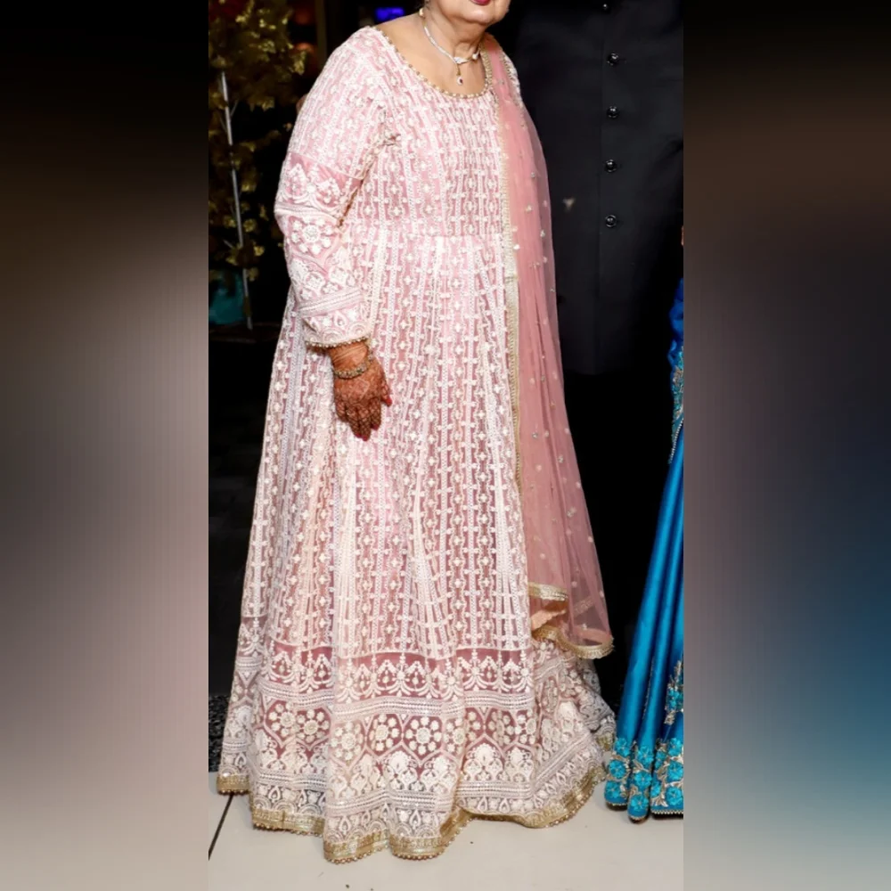 Ethnic Long Suit Set / Gown / Maxi Dress with Duppata - Picture 2 of 5